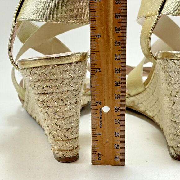 Vince Camuto Gold Espadrille Wedge Sandals Women’s 9M Stretch Strap Slip On - Picture 7 of 15